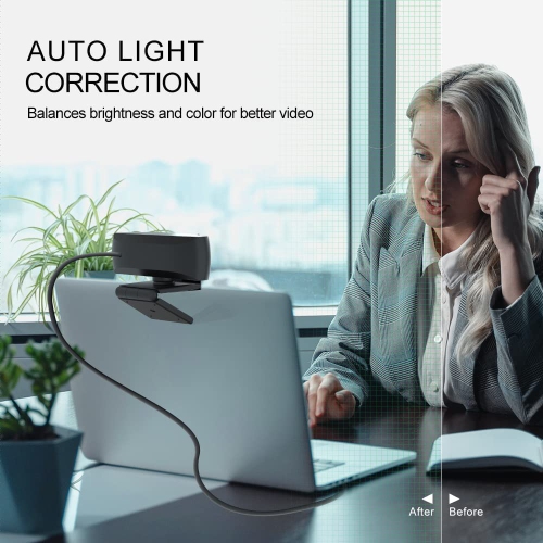 Usb 1080p Hd Streaming Webcam With Microphone, With Privacy Cover, Plug And Play, Autofocus Flexible Rotatable Wide Angle Webcam