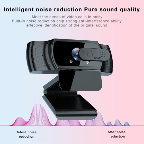 Usb 1080p Hd Streaming Webcam With Microphone, With Privacy Cover, Plug And Play, Autofocus Flexible Rotatable Wide Angle Webcam