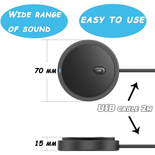 USB Conference Microphone,USB Microphone Conference Room,USB Microphone Conference Calls,Conference Microphone for Computer,360° Omnidirectional