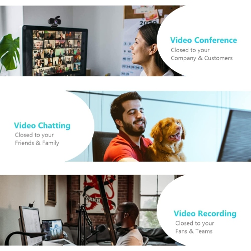 1080p Wecam with Microphone & Privacy Cover, 110 Degree Wide Angle Web Camera for PC Laptop Computer MAC Desktop, Plug and Play, HD USB Webcam for