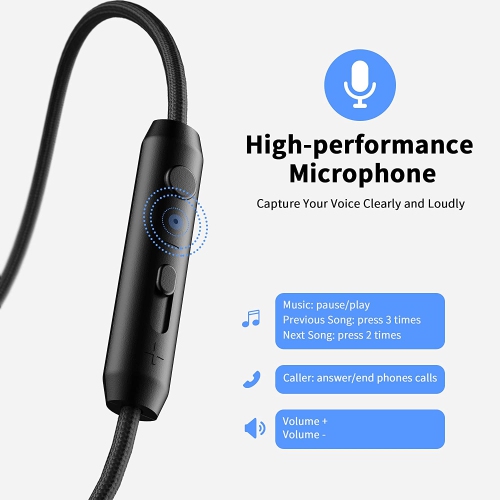C8 Headphones with Microphone and Volume Control Folding Lightweight 3.5mm Jack Headset for Cellphones Tablets Smartphones Laptop Computer PC