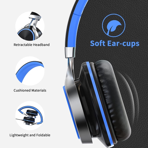 C8 Headphones with Microphone and Volume Control Folding Lightweight 3.5mm Jack Headset for Cellphones Tablets Smartphones Laptop Computer PC