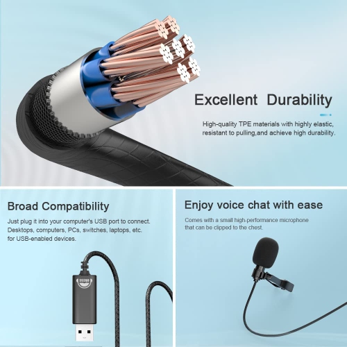 AC300 USB Microphone Earphones Compatible with Laptop, PC and Mac, Cameras, Recording Mic for YouTube,Interview,Video Omnidirectional Condenser