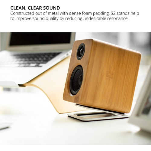 S2 Desktop Speaker Stands for Small Speakers, White