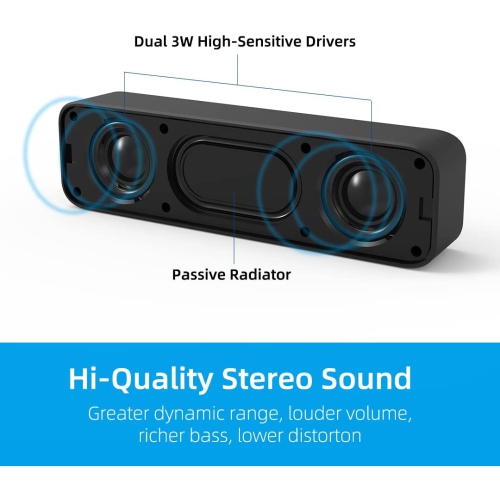 [Upgraded] USB Computer Speakers for PC, Laptop, Desktop, Small External Speakers with Stereo Loud Sound & Enhanced Bass, Mini Sound Bar for