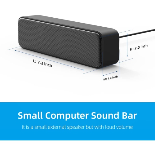 [Upgraded] USB Computer Speakers for PC, Laptop, Desktop, Small External Speakers with Stereo Loud Sound & Enhanced Bass, Mini Sound Bar for
