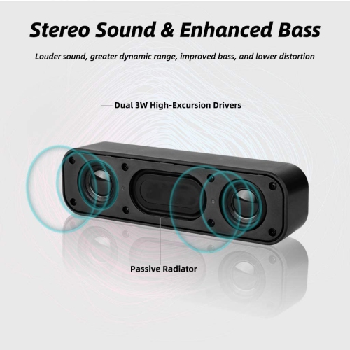 USB Computer Speaker, Laptop Speaker with Stereo Sound & Enhanced Bass, Portable Mini Sound Bar for Windows PCs, Desktop Computer and Laptops