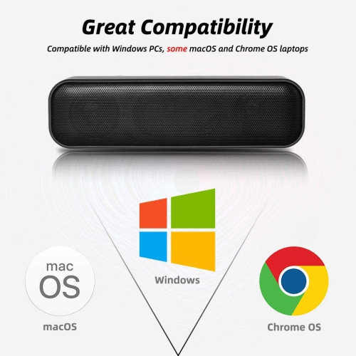 USB Computer Speaker, Laptop Speaker with Stereo Sound & Enhanced Bass, Portable Mini Sound Bar for Windows PCs, Desktop Computer and Laptops