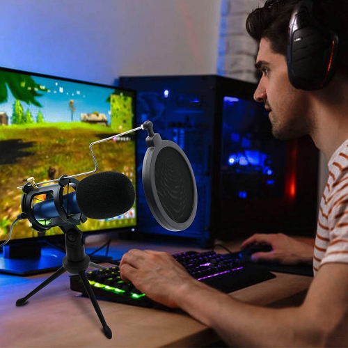 Condenser Recording Microphone 3.5mm Plug and Play PC Microphone, Broadcast Microphone for Computer Desktop Laptop MAC Windows Online Chatting