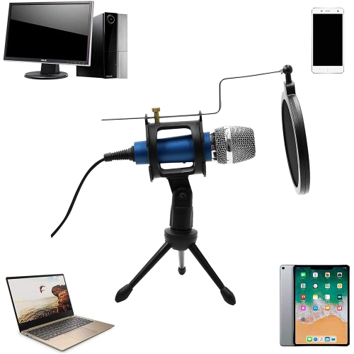 Condenser Recording Microphone 3.5mm Plug and Play PC Microphone, Broadcast Microphone for Computer Desktop Laptop MAC Windows Online Chatting