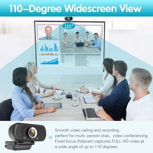 1080P Webcam,Live Streaming Web Camera with Stereo Microphone, Desktop or Laptop USB Webcam with 110 Degree View Angle, HD N5 Webcam for Video