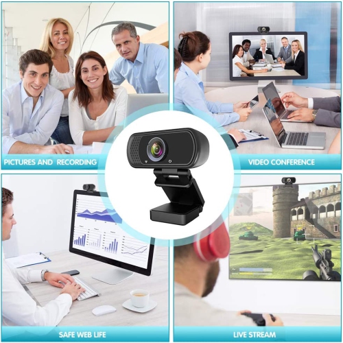 1080P Webcam,Live Streaming Web Camera with Stereo Microphone, Desktop or Laptop USB Webcam with 110 Degree View Angle, HD N5 Webcam for Video