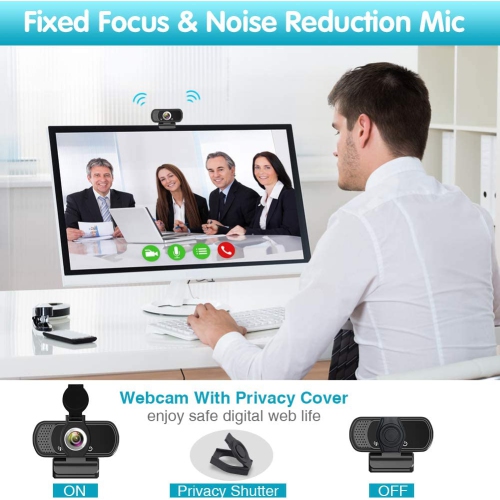 1080P Webcam,Live Streaming Web Camera with Stereo Microphone, Desktop or Laptop USB Webcam with 110 Degree View Angle, HD N5 Webcam for Video