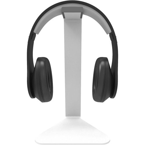 H1W Universal Headphone Stand with Curved Silicone Padding, White