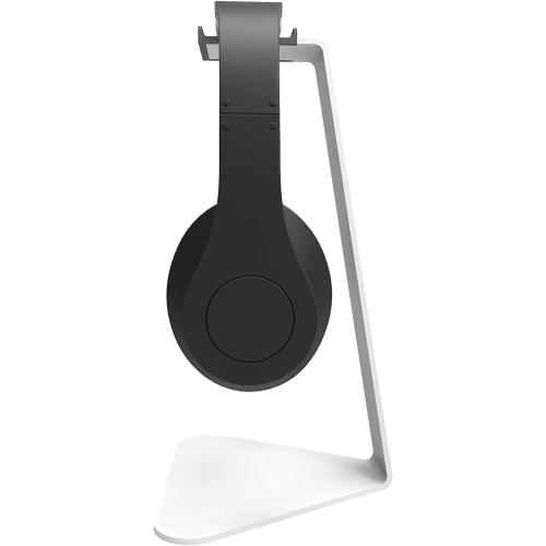 H1W Universal Headphone Stand with Curved Silicone Padding, White