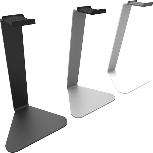 H1W Universal Headphone Stand with Curved Silicone Padding, White