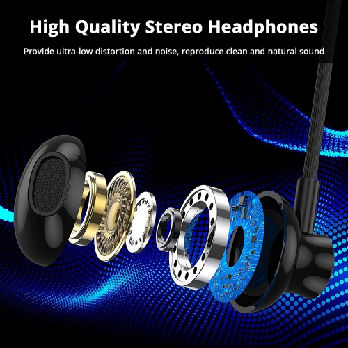 USB Computer Headset with Microphone, Magnetic Wired Earphones for PC 7.5FT Long Cord, in-Ear Headphones with HiFi Stereo Bass Sound for Laptop