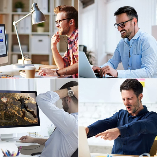 USB Computer Headset with Microphone, Magnetic Wired Earphones for PC 7.5FT Long Cord, in-Ear Headphones with HiFi Stereo Bass Sound for Laptop