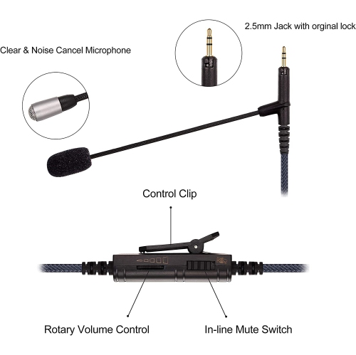 Cable Boom Microphone - Volume Control for Playstation PS4 or Xbox One Controller, PC - Boompro Gaming Mic Compatible with Audio Technica ATH-M50x,