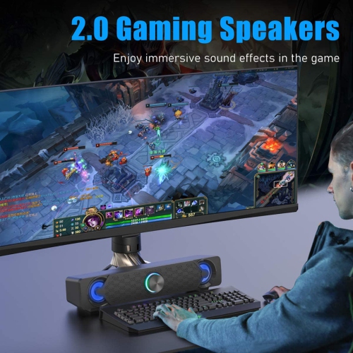 PC Speakers, Computer Gaming Speaker Cool Led/Volume Control Powered by USB, Stereo PC Laptop Desktop Loudspeaker