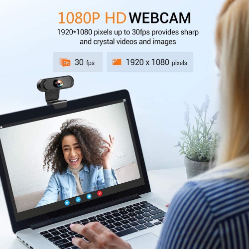 1080P Webcam with Microphone, Web Cam USB Camera, Plug and Play Computer HD Streaming Webcam Video Camera for PC Mac Desktop Laptop YouTube Skype