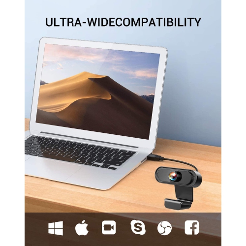 1080P Webcam with Microphone, Web Cam USB Camera, Plug and Play Computer HD Streaming Webcam Video Camera for PC Mac Desktop Laptop YouTube Skype