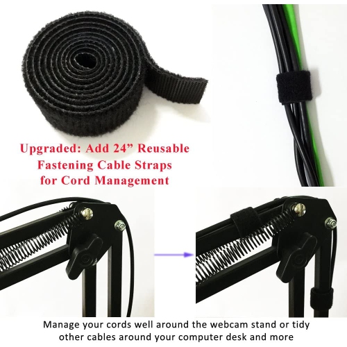 Webcam Mount Phone Holder Suspension Scissor Arm Webcam Stand Camera Phone Tripod Holder for Cellphones, Logitech Webcam C920 C930 C922 C615 and