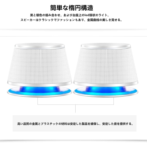 SW102 Computer Speakers, 5Wx2, Deep Bass in Small Body, Stereo 2.0 USB Powered 3.5mm Aux Multimedia Speakers, Built-in Bottom Bass Radiators, PC