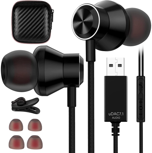 USB Headphones Computer Headset, Noise Cancelling in-Ear Wired Earphones with Microphone 7.5FT for Office Live Broadcast Gaming PS4, Compatible with