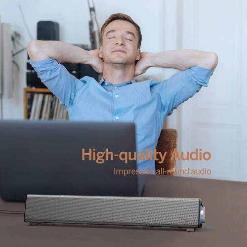Computer Speakers, Computer Speakers for Desktop, Stereo USB Powered Mini Soundbar, Wired Computer Sound Bar, Computer Speaker for PC Tablets Desktop Cellphone Laptop, PC Soundbar,