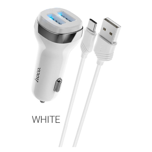 Double port USB AVEC câble de 1 m Z40 de Hoco pour port de type C blanc