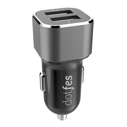 Dotfes B02 Dual Ports USB Metal Car Charger Tarnish