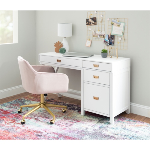 Laysan Home Modern Side Storage Wood Desk in White