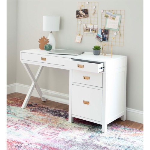 Laysan Home Modern Side Storage Wood Desk in White