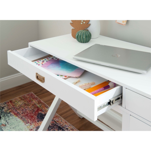 Laysan Home Modern Side Storage Wood Desk in White
