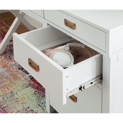 Laysan Home Modern Side Storage Wood Desk in White
