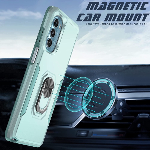 【CSmart】 Dual Layers Heavy Duty Magnetic Hard Kickstand Case with Ring Holder for Motorola Moto G 5G 2022, Teal