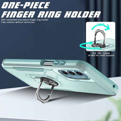 【CSmart】 Dual Layers Heavy Duty Magnetic Hard Kickstand Case with Ring Holder for Motorola Moto G 5G 2022, Teal