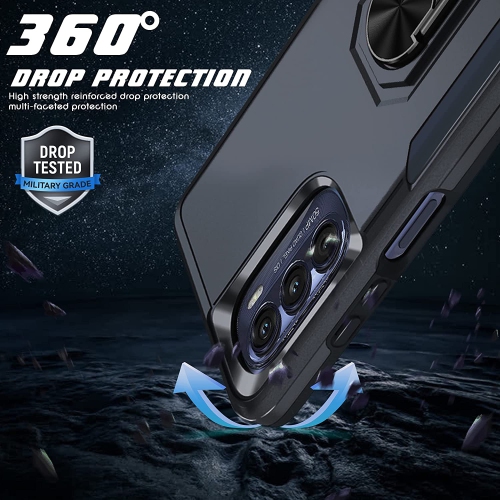 【CSmart】 Dual Layers Heavy Duty Magnetic Hard Kickstand Case with Ring Holder for Motorola Moto G 5G 2022, Pink