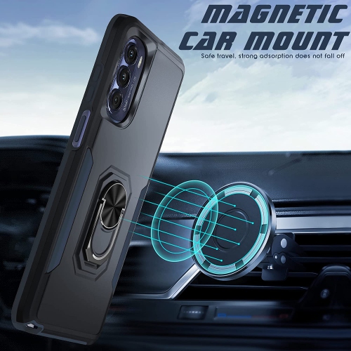 【CSmart】 Dual Layers Heavy Duty Magnetic Hard Kickstand Case with Ring Holder for Motorola Moto G 5G 2022, Purple