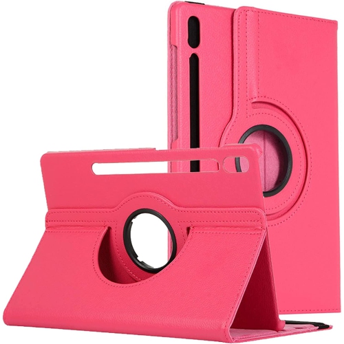 【CSmart】 360 Rotating PU Leather Stand Tablet Case Smart Cover for Samsung Tab S8 Ultra, 14.6", X900 / X906, Hot Pink