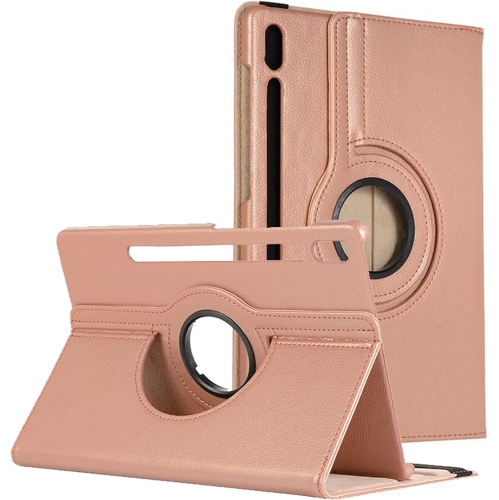 【CSmart】 Étui de support en cuir PU rotatif à 360 ° Smart Cover pour Samsung Tab S8 Ultra, 14.6", X900 / X906, Or rose