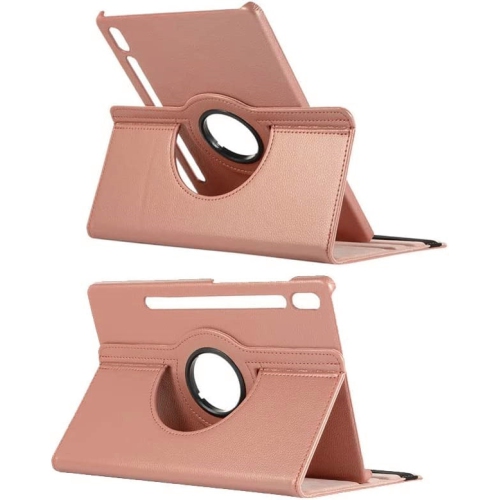 【CSmart】 Étui de support en cuir PU rotatif à 360 ° Smart Cover pour Samsung Tab S8 Ultra, 14.6", X900 / X906, Or rose