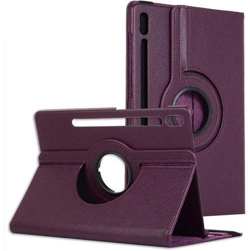 【CSmart】 Étui de support en cuir PU rotatif à 360 ° Smart Cover pour Samsung Tab S8 Ultra, 14.6", X900 / X906, Violet