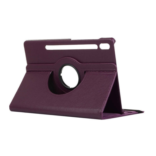 【CSmart】 Étui de support en cuir PU rotatif à 360 ° Smart Cover pour Samsung Tab S8 Ultra, 14.6", X900 / X906, Violet