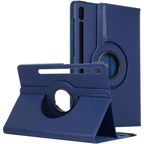 【CSmart】 360 Rotating PU Leather Stand Tablet Case Smart Cover for Samsung Tab S8 Ultra, 14.6", X900 / X906, Navy