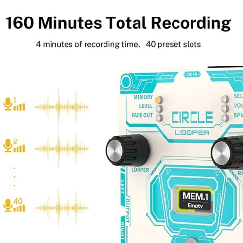 Donner Circle Looper Guitar Pedal with Drum Machine Time Display