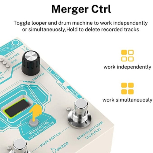 Donner Circle Looper Guitar Pedal with Drum Machine Time Display