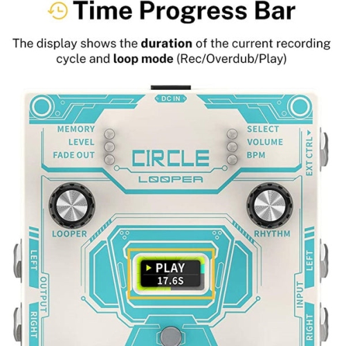 Donner Circle Looper Guitar Pedal with Drum Machine Time Display