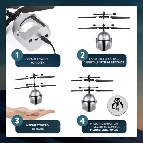 Star Wars The Mandalorian Mando Helmet Sculpted Big Head UFO Helicopter